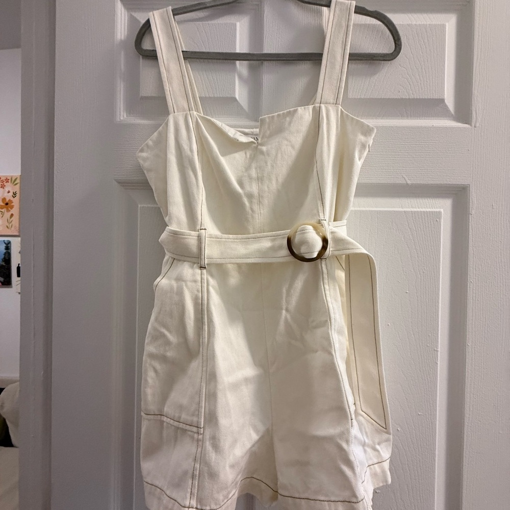 INTERMIX Stefania Belted Twill Romper Adjustable Straps size 6
